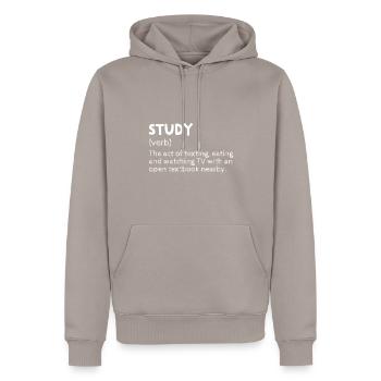 Lernen Studieren Definition - Männer Premium Bio Hoodie - Taupe - Vorne - Nico (187cm)