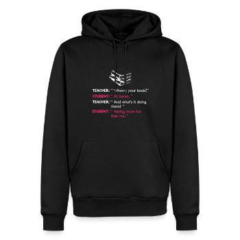 Teacher Student Dialogue - Student Saying - Men’s Premium Organic Hoodie - black - Front - Nico (187cm)