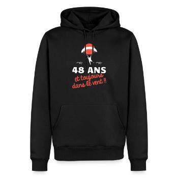 idée cadeau anniversaire amateurs de parapente - Sweat à capuche Premium bio Homme - noir - Devant - Nico (187cm)