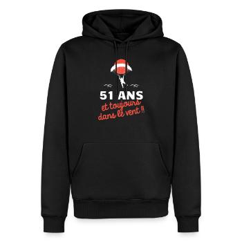 idée cadeau anniversaire amateurs de parapente - Sweat à capuche Premium bio Homme - noir - Devant - Nico (187cm)