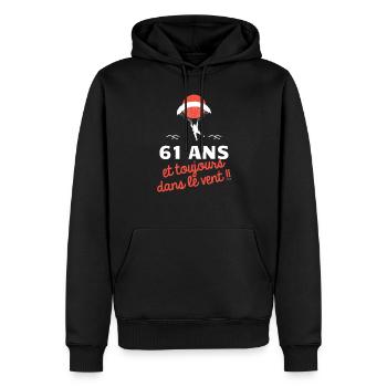 idée cadeau anniversaire amateurs de parapente - Sweat à capuche Premium bio Homme - noir - Devant - Nico (187cm)