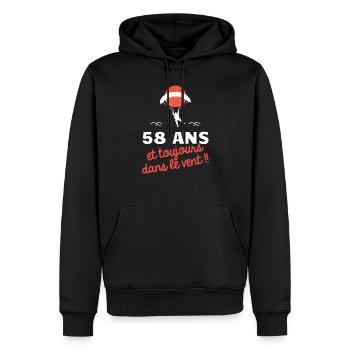 idée cadeau anniversaire amateurs de parapente - Sweat à capuche Premium bio Homme - noir - Devant - Nico (187cm)