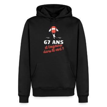 idée cadeau anniversaire amateurs de parapente - Sweat à capuche Premium bio Homme - noir - Devant - Nico (187cm)