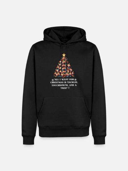 American Football Kerstboom Kerstmis - Mannen Premium Bio hoodie - zwart