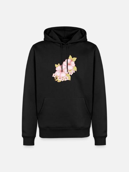 Hawaï Fille hawaïenne Fleur d’hibiscus - Sweat à capuche Premium bio Homme - noir