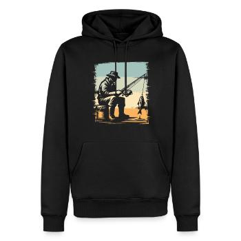 Pêche Pêcheurs Pêche - Sweat à capuche Premium bio Homme - noir - Devant - Nico (187cm)
