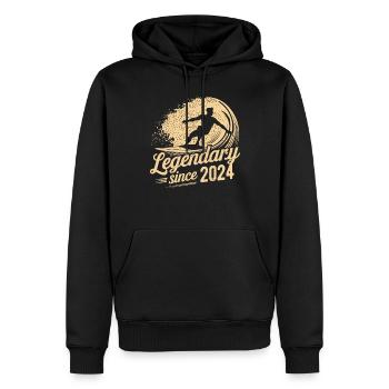 Légendaire depuis 2024 Anniversaire Surfeur - Sweat à capuche Premium bio Homme - noir - Devant - Nico (187cm)