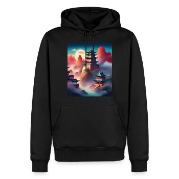 Japanische Burgen auf Bergen - Männer Premium Bio Hoodie - Schwarz - Vorne - Nico (187cm)