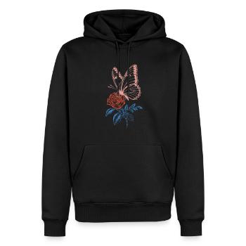 Papillon Rose - Sweat à capuche Premium bio Homme - noir - Devant - Nico (187cm)