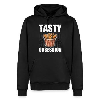 Ailes de poulet chaudes et épicées Tasty Obession - Sweat à capuche Premium bio Homme - noir - Devant - Nico (187cm)