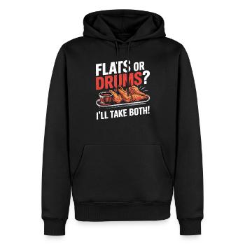Ailes Buffalo BBQ Ailes Appartements Ou Tambours Prenez Les Deux - Sweat à capuche Premium bio Homme - noir - Devant - Nico (187cm)