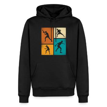 Vintage Tischtennis Silhouetten Im Retro-Stil - Männer Premium Bio Hoodie - Schwarz - Vorne - Nico (187cm)