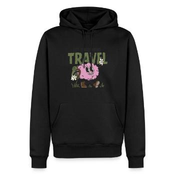 Lassen Sie Ihre Gedanken reisen - Männer Premium Bio Hoodie - Schwarz - Vorne - Nico (187cm)