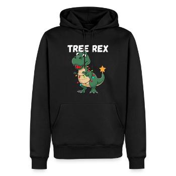 Noël dinosaure arbre Rex enfants drôle - Sweat à capuche Premium bio Homme - noir - Devant - Nico (187cm)