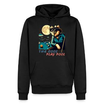 Cool billiards playing kitten-cat, vintage with fu - Men’s Premium Organic Hoodie - black - Front - Nico (187cm)