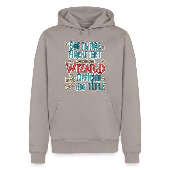 Software Architect Wizard Software Architektur - Männer Premium Bio Hoodie - Taupe - Vorne - Nico (187cm)