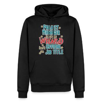 Assistant Chef de projet - Sweat à capuche Premium bio Homme - noir - Devant - Nico (187cm)