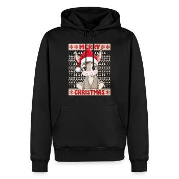 Esel Ugly Christmas Weihnachten Xmas Süß - Männer Premium Bio Hoodie - Schwarz - Vorne - Nico (187cm)