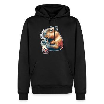 Thé à bulles Capybara - Sweat à capuche Premium bio Homme - noir - Devant - Nico (187cm)