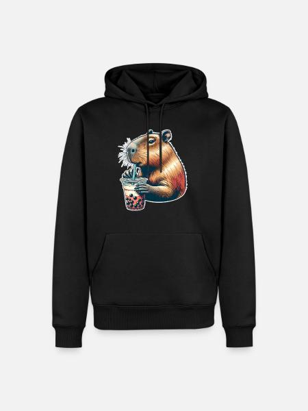 Capybara Bubble Tea - Herre Premium økologisk hoodie - sort
