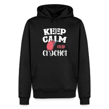 Keep Calm And Crochet Kunst Design - Männer Premium Bio Hoodie - Schwarz - Vorne - Nico (187cm)