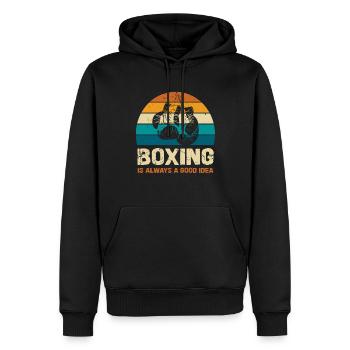 La boxe est toujours une bonne idée - Sweat à capuche Premium bio Homme - noir - Devant - Nico (187cm)