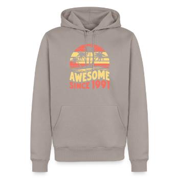 Awesome Seit 1991 Geburtstag - Männer Premium Bio Hoodie - Taupe - Vorne - Nico (187cm)