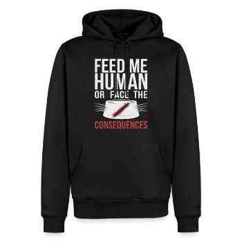 Katzenliebhaber, Dunkler Humor, Frecher, - Männer Premium Bio Hoodie - Schwarz - Vorne - Nico (187cm)