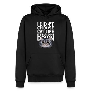 Katzenliebhaber, Dunkler Humor, Frecher, - Männer Premium Bio Hoodie - Schwarz - Vorne - Nico (187cm)