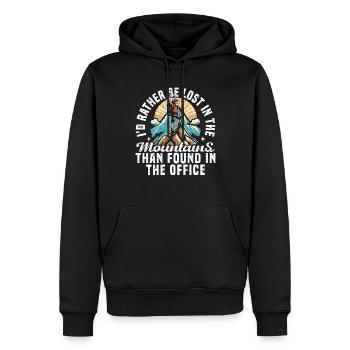 SE PERDRE DANS LES MONTAGNES QUE DANS LE BUREAU - Sweat à capuche Premium bio Homme - noir - Devant - Nico (187cm)