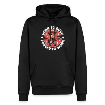 NÉ POUR LE ROCK, FORCÉ DE TRAVAILLER - Sweat à capuche Premium bio Homme - noir - Devant - Nico (187cm)