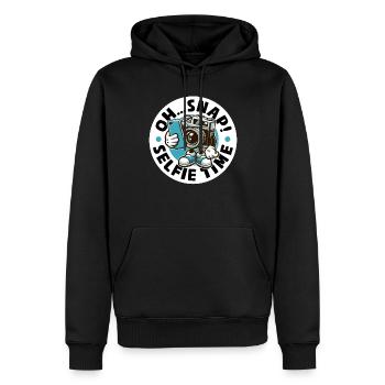 OH... SCHNAPPEN! SELFIE-ZEIT - Männer Premium Bio Hoodie - Schwarz - Vorne - Nico (187cm)