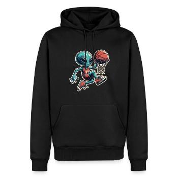 Basketball Dunking Alien - Männer Premium Bio Hoodie - Schwarz - Vorne - Nico (187cm)