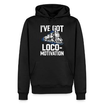 Railfan Passionné de train Amoureux des locomotives - Sweat à capuche Premium bio Homme - noir - Devant - Nico (187cm)