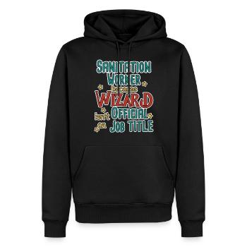 Assistant d’assainissement - Sweat à capuche Premium bio Homme - noir - Devant - Nico (187cm)