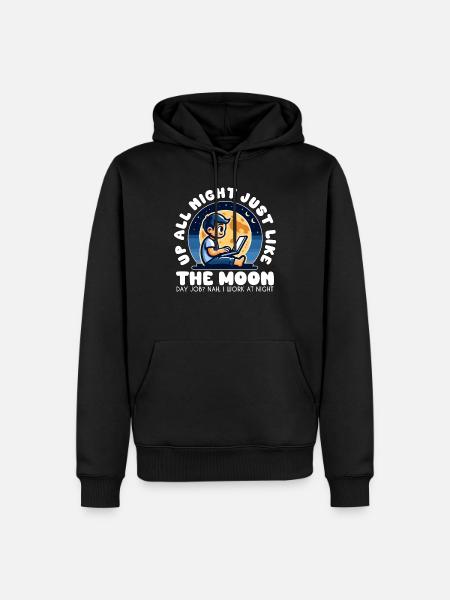DESPIERTO TODA LA NOCHE COMO LA LUNA - Sudadera con capucha prémium ecológica para hombre - negro