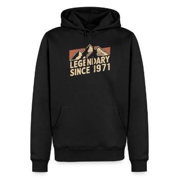 Légendaire depuis 1971 Anniversaire - Sweat à capuche Premium bio Homme - noir - Devant - Nico (187cm)