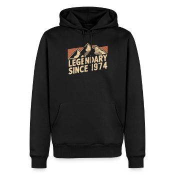 Légendaire depuis 1974 Anniversaire - Sweat à capuche Premium bio Homme - noir - Devant - Nico (187cm)