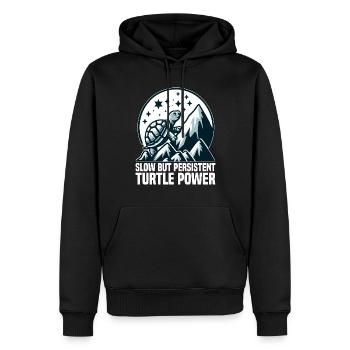UNE PUISSANCE LENTE MAIS PERSISTANTE DES TORTUES - Sweat à capuche Premium bio Homme - noir - Devant - Nico (187cm)