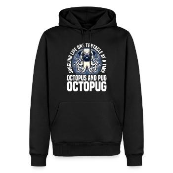 DAS LEBEN MIT EINEM TENTAKEL NACH DEM ANDEREN JONGLIEREN - OCTOPUG - Männer Premium Bio Hoodie - Schwarz - Vorne - Nico (187cm)