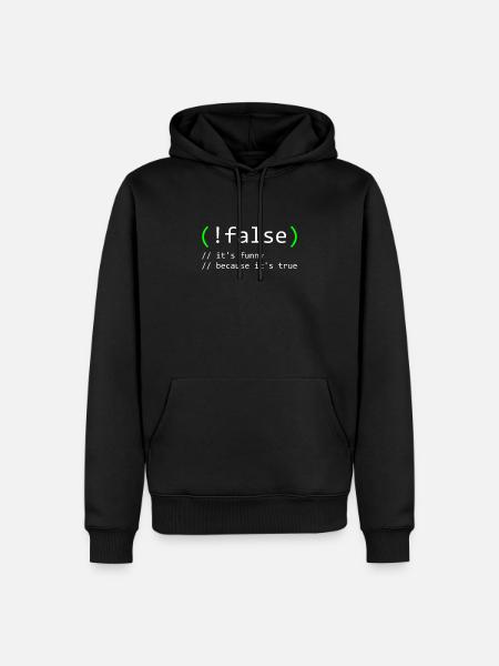 Programmierer Humor false true funny Nerd Geek - Männer Premium Bio Hoodie - Schwarz