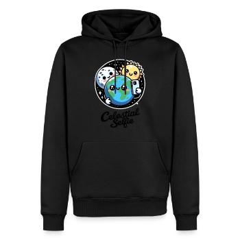 Selfie céleste totalité printemps éclipse solaire - Sweat à capuche Premium bio Homme - noir - Devant - Nico (187cm)