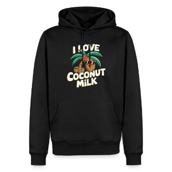 J’adore le lait de - Sweat à capuche Premium bio Homme - noir - Devant - Nico (187cm)