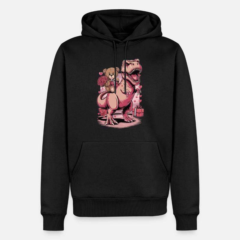 T. Rex Saint-Valentin - Sweat à capuche Premium bio Homme - noir