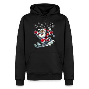 Noël Père Noël Ski Hiver Neige - Sweat à capuche Premium bio Homme - noir - Devant - Nico (187cm)