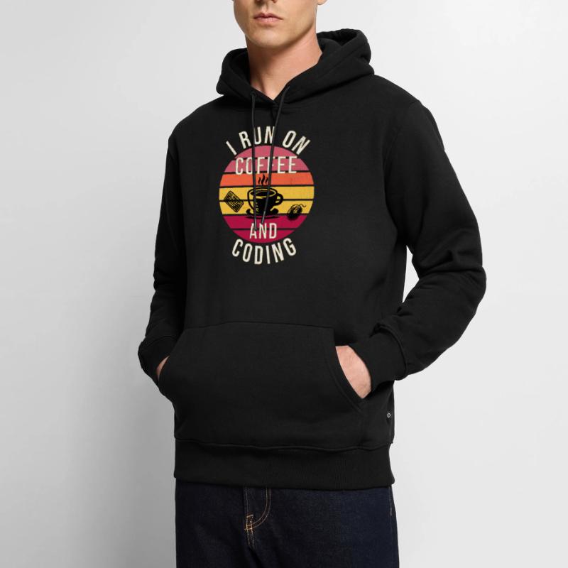 I Run on Coffee and Coding – Programmer Style Men’s Premium Organic Hoodie