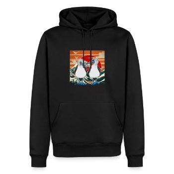 Îles Galapagos - Sweat à capuche Premium bio Homme - noir - Devant - Nico (187cm)