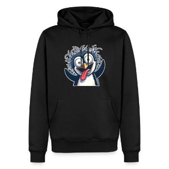 Pinguin Crazy - Männer Premium Bio Hoodie - Schwarz - Vorne - Nico (187cm)