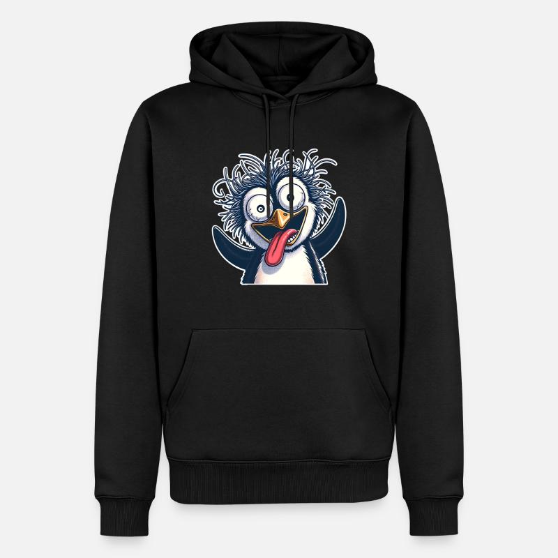 Pinguin Crazy - Männer Premium Bio Hoodie - Schwarz