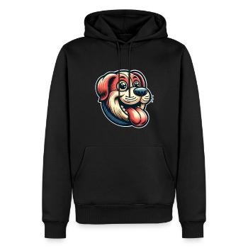 Chien - Sweat à capuche Premium bio Homme - noir - Devant - Nico (187cm)
